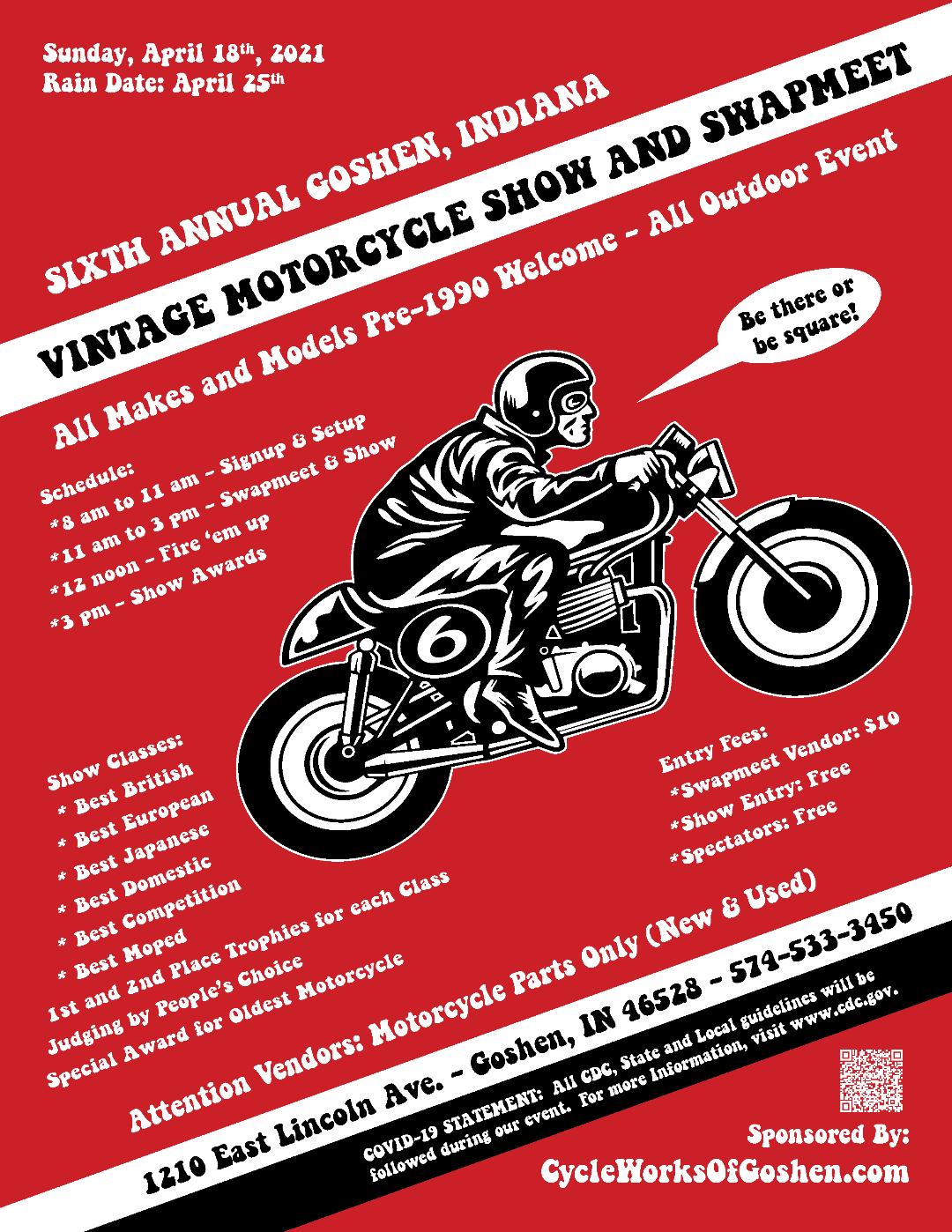 6th Annual Vintage Motorcycle Show/Swap Meet Motorcycle Roads